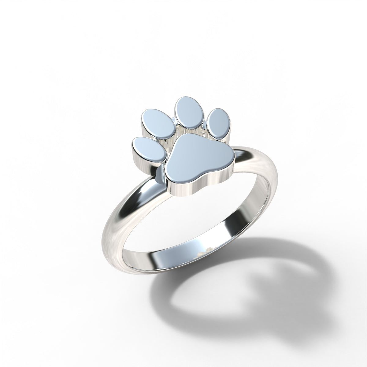 Anillo de huella de perro en plata 950