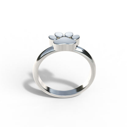 Anillo de huella de perro en plata 950