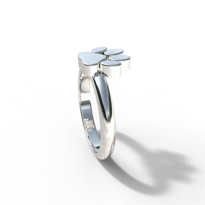 Anillo de huella de perro en plata 950