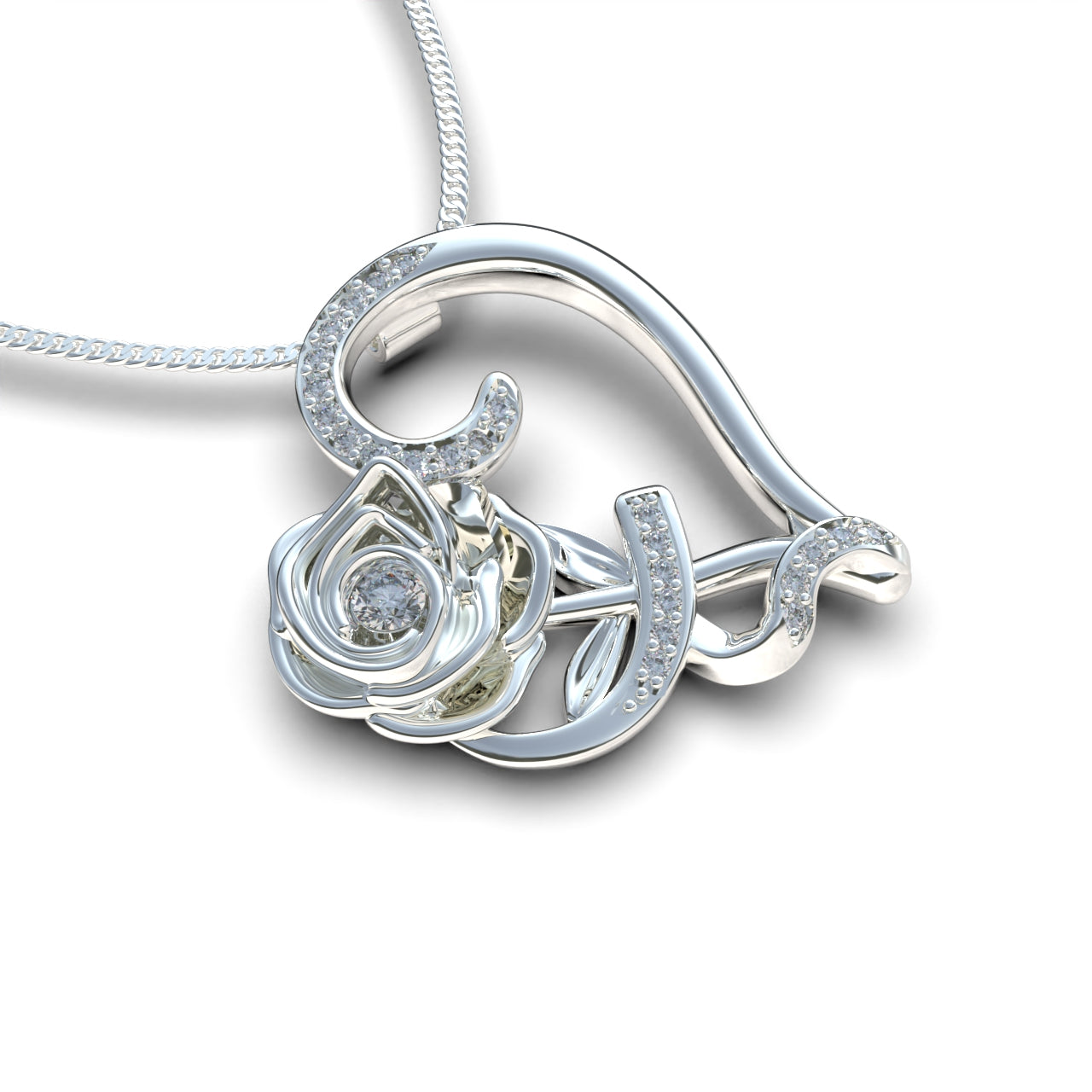 Heart Rose Necklace
