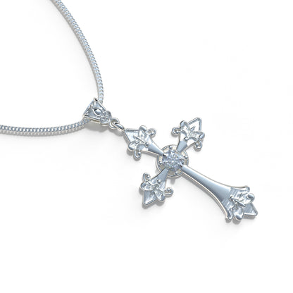 Collar cruz de fe con piedra en plata 950