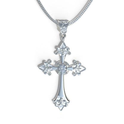 Collar cruz de fe con piedra en plata 950