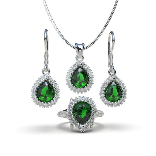 Set Sultana Hurrem en plata 950: collar, aretes y anillo