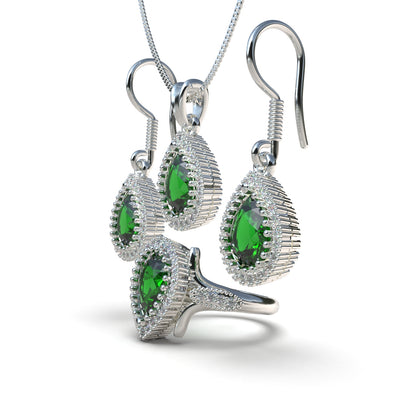 Set Sultana Hurrem en plata 950: collar, aretes y anillo