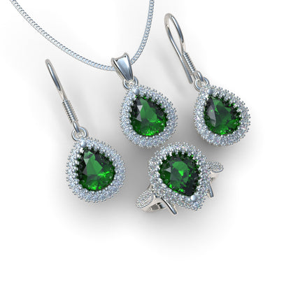 Set Sultana Hurrem en plata 950: collar, aretes y anillo