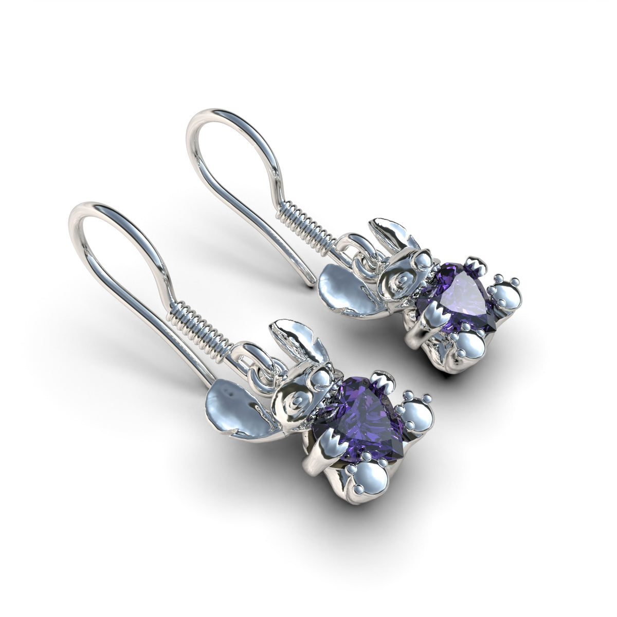 Aretes Stitch con piedra en plata 950