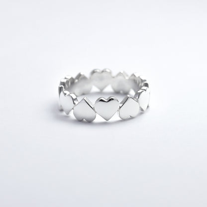 Anillo de corazones en plata 950