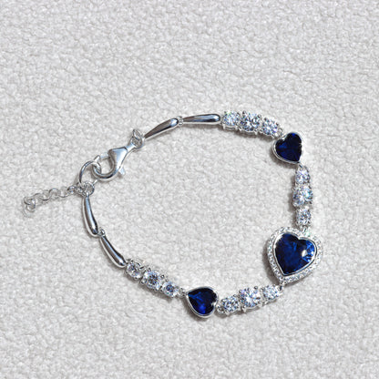 Pulsera de corazones en plata 950