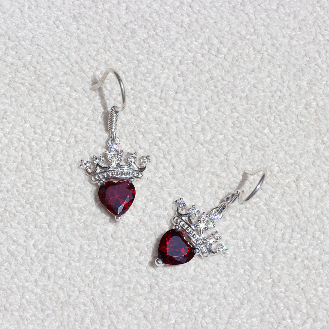 Aretes corazón y corona