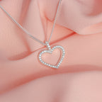 Collar de corazón con piedra redonda en plata 950
