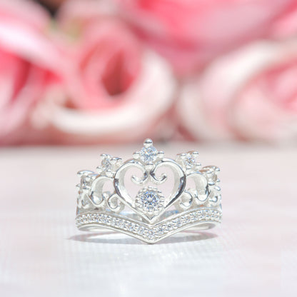 Anillo corona con piedra central en plata 950