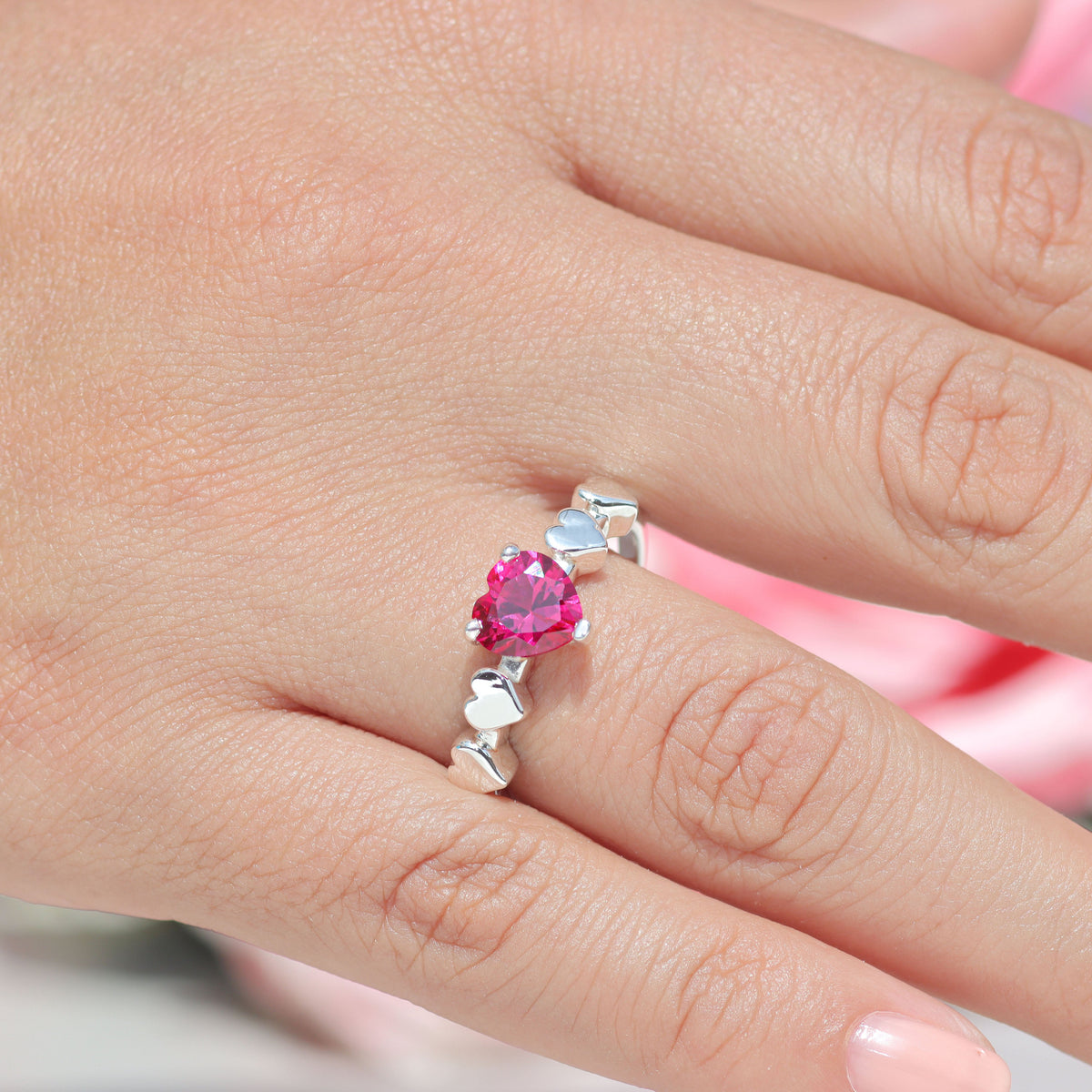 Heart eternity ring - 950 Silver