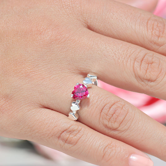 Anillo churumbela de corazones en plata 950