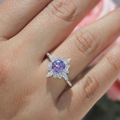 Anillo copo de nieve en plata 950