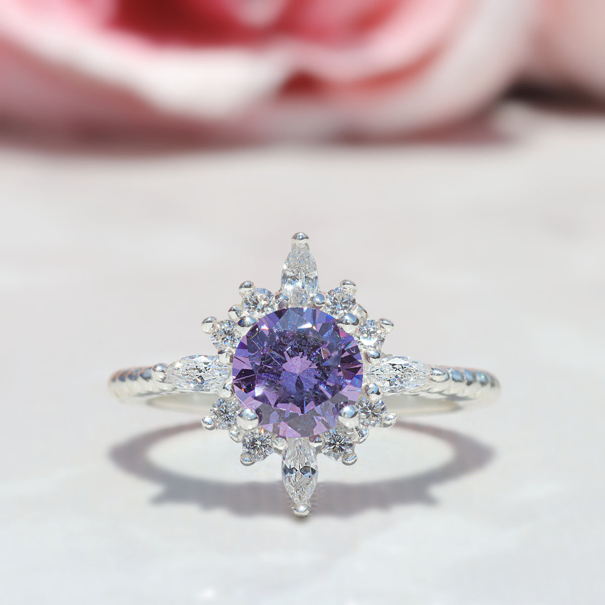 Anillo copo de nieve en plata 950