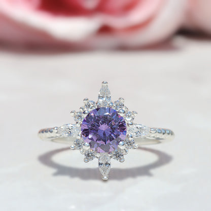 Anillo copo de nieve en plata 950