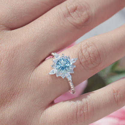 Anillo copo de nieve en plata 950