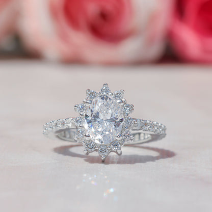 Anillo roseta con piedras en plata 950