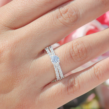 Anillo doble banda con piedras en plata 950
