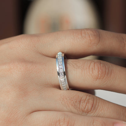 Anillo de bisel para hombre en plata 950