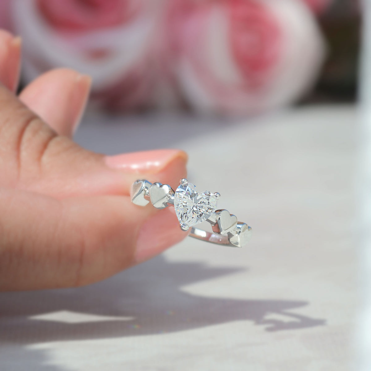 Heart eternity ring - 950 Silver