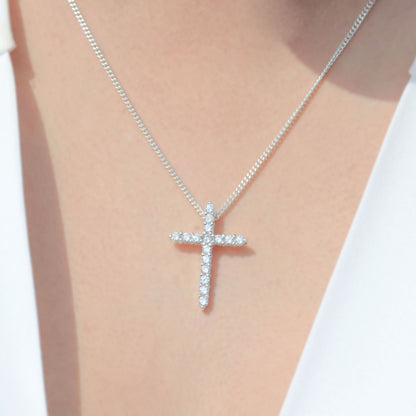 Shiny Cross Necklace - 950 Silver