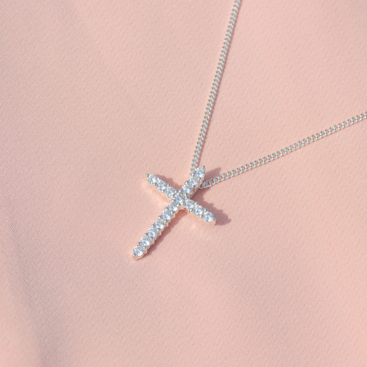 Shiny Cross Necklace - 950 Silver