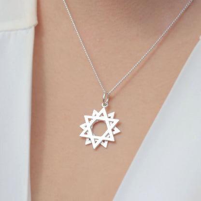Twelve-Point Dodecagram Star Necklace - 950 Silver