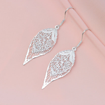 Aretes de hojas en plata 950