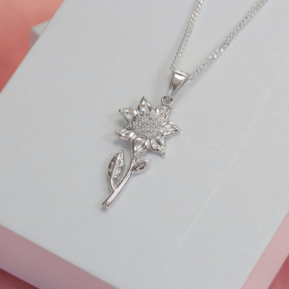 Collar de girasol con piedras en plata 950