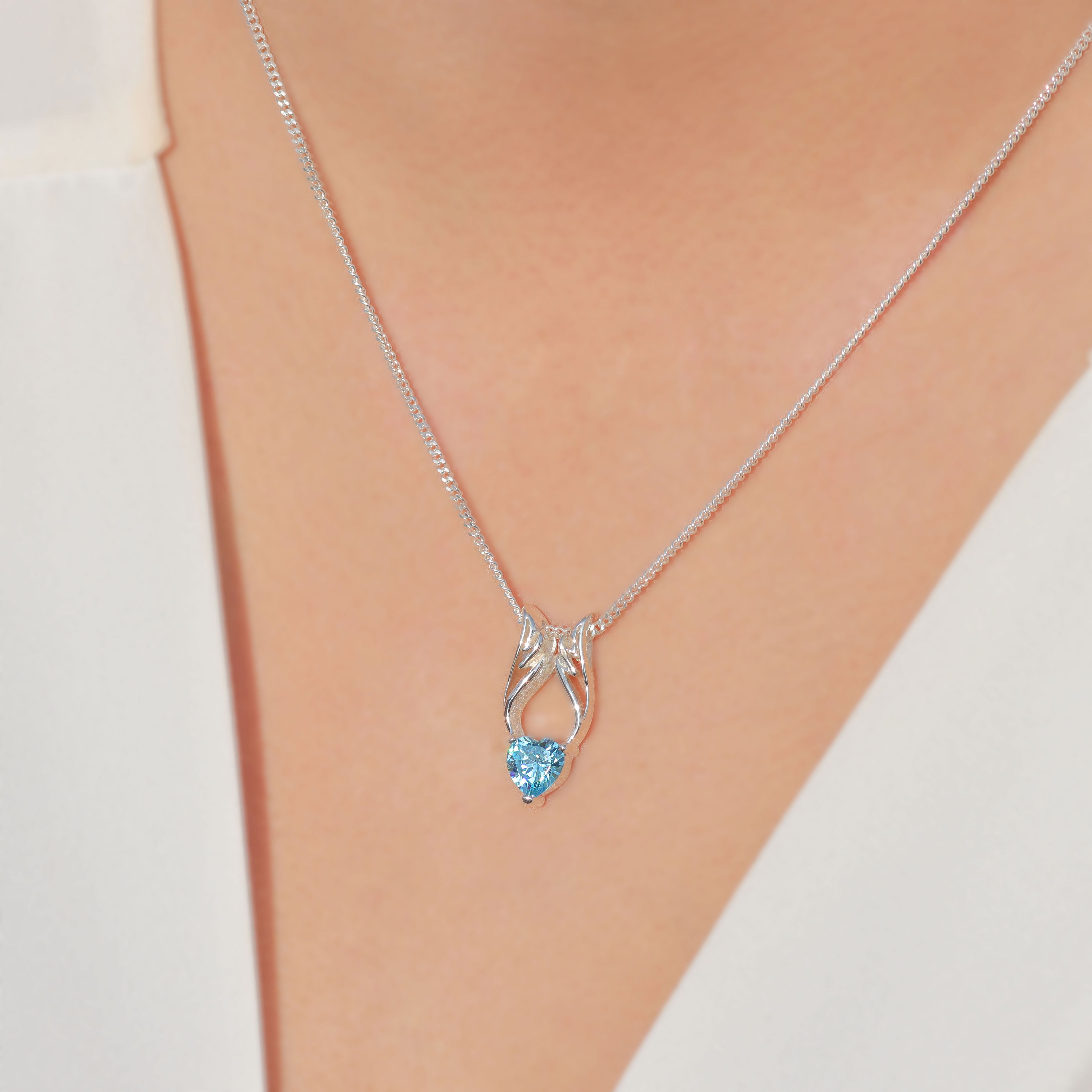Angel Wing Necklace with Heart Cut