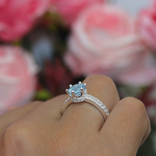 Anillo corona con piedras en plata 950