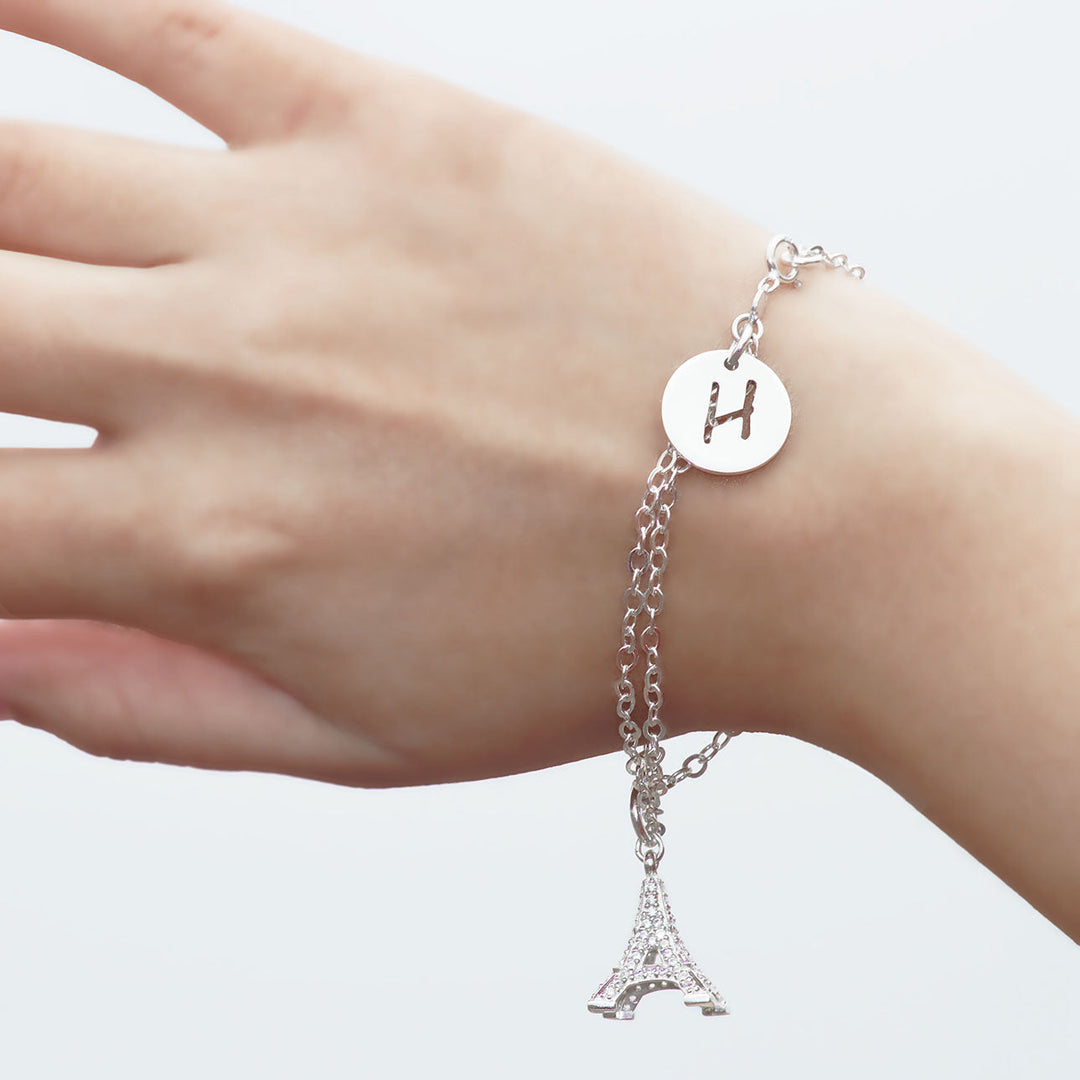 Pulsera torre eiffel con corte circular