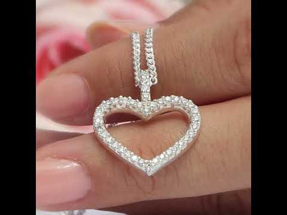 Collar de corazón con piedra redonda en plata 950