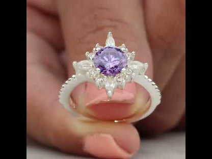 Anillo copo de nieve en plata 950