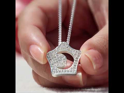 Collar de estrella y luna en plata 950