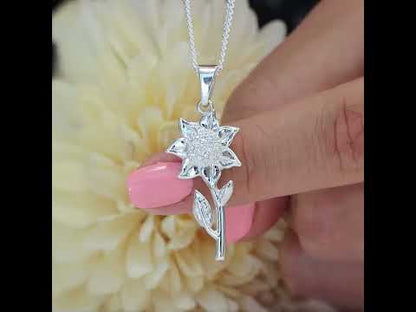 Collar de girasol con piedras en plata 950