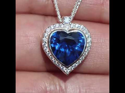 Collar corazón del mar con piedra en plata 950