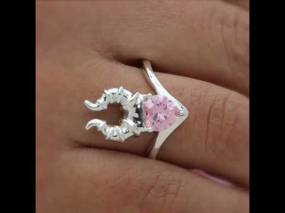 Anillo Maléfica con piedra corazón en plata 950