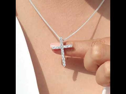 Shiny Cross Necklace - 950 Silver