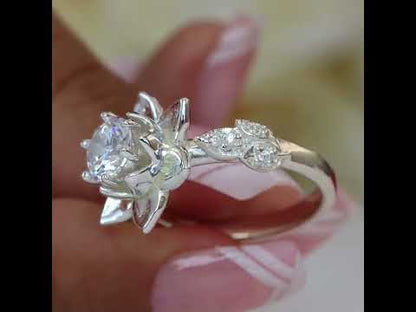 Anillo flor de loto en plata 950