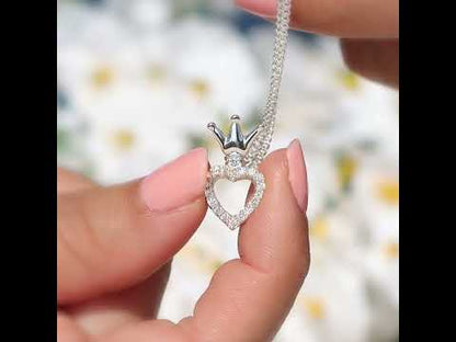 950 Silver Crown and Heart Necklace | Handmade | Luya Jewelry