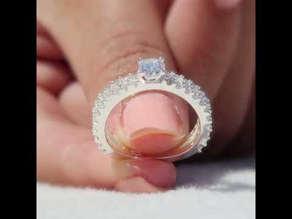 Anillo doble banda con piedras en plata 950