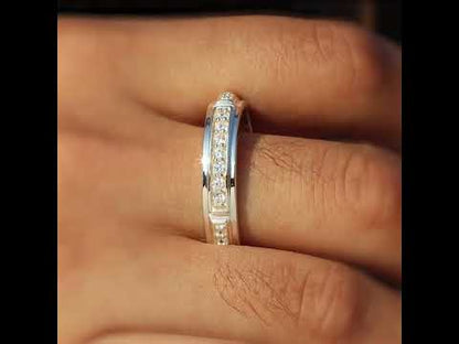 Anillo de bisel para hombre en plata 950