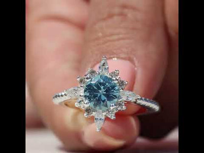 Anillo copo de nieve en plata 950