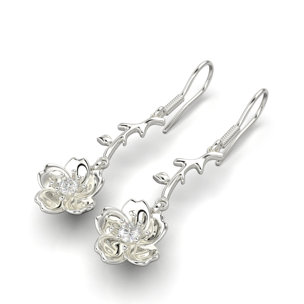 Aretes flor de cerezo colgantes