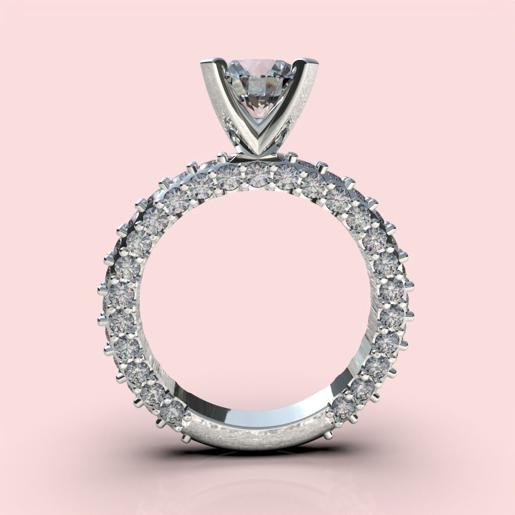 Anillo solitario con piedra redonda en plata 950 – clásico