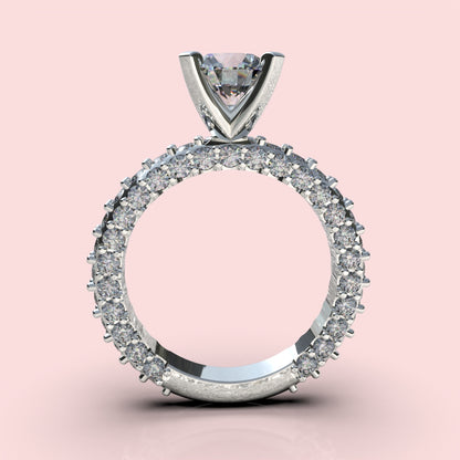 Anillo solitario con piedra redonda en plata 950 – clásico