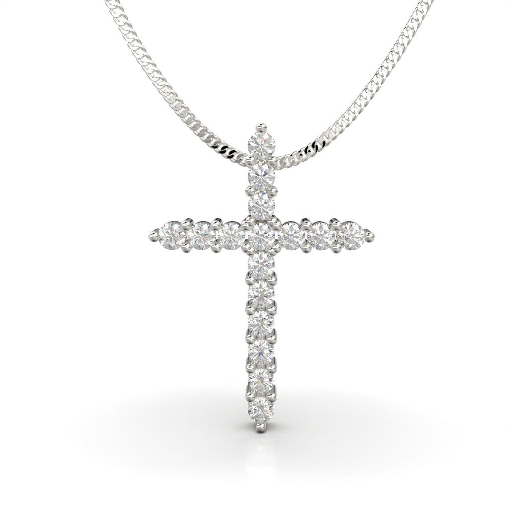 Shiny Cross Necklace - 950 Silver