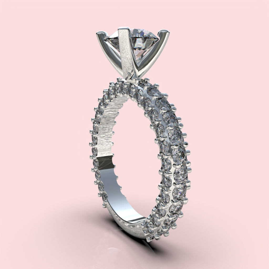 Anillo solitario con piedra redonda en plata 950 – clásico